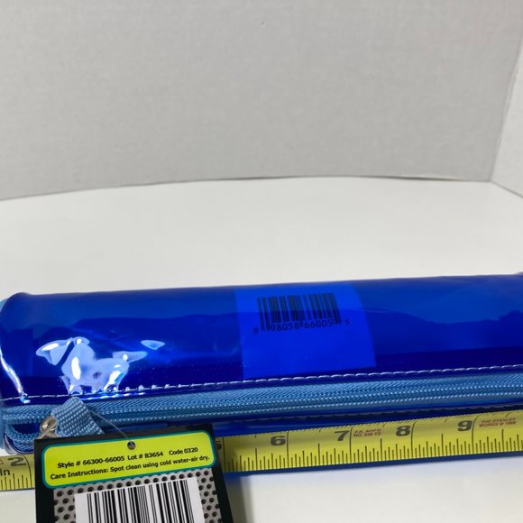 5 Blue Makeup Bag Pencil Zipper Organizer Tube - Picture 8 of 9